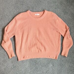 Womens Pink Crewneck Sweater Cropped